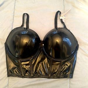 Faux Patent Leather Corset Bra Brand New With Tags